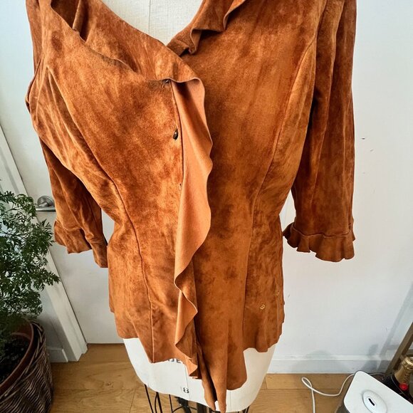 Vintage CLAUDETTE Suede Shirt Size XL - Picture 5 of 10